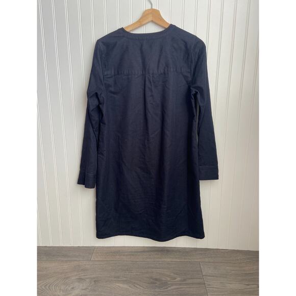 J Jill Dress Womens Medium Dark Blue Long Sleeve Stretch Button V-Neck Pockets - Picture 6 of 6